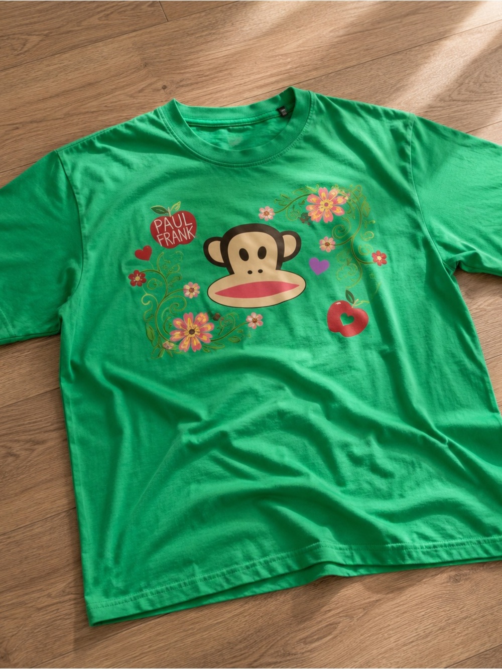 Gildan Bright Green Paul Frank Monkey Floral Graphic Tee